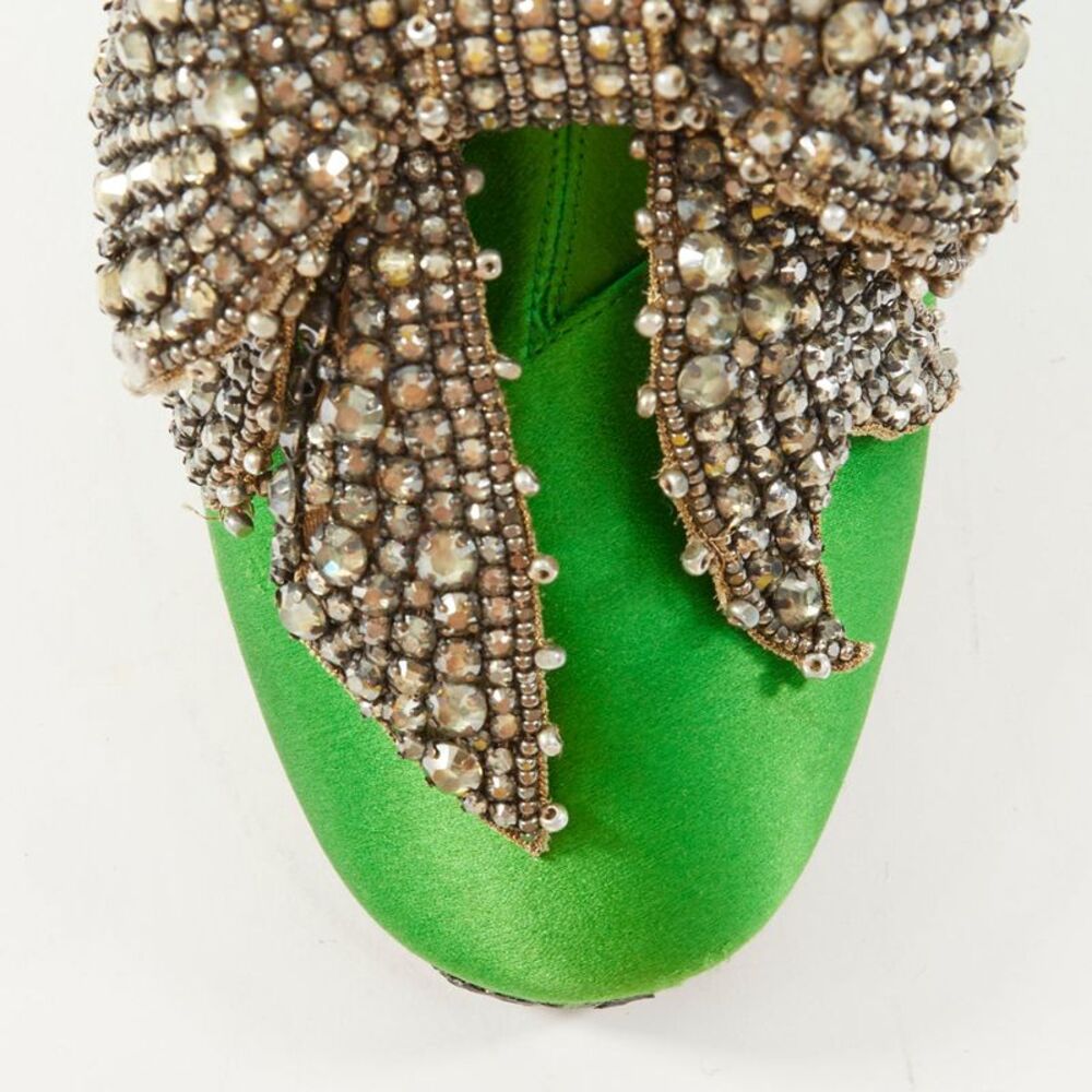 rare GUCCI 2017 Runway Caspar green satin dragon embroidered boot heels EU39 - Picture 6 of 8